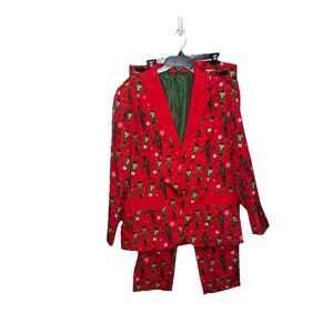 DEC 25TH  Light Up Holiday Suit Size Large Mens Nutcracker Red Needs new battery